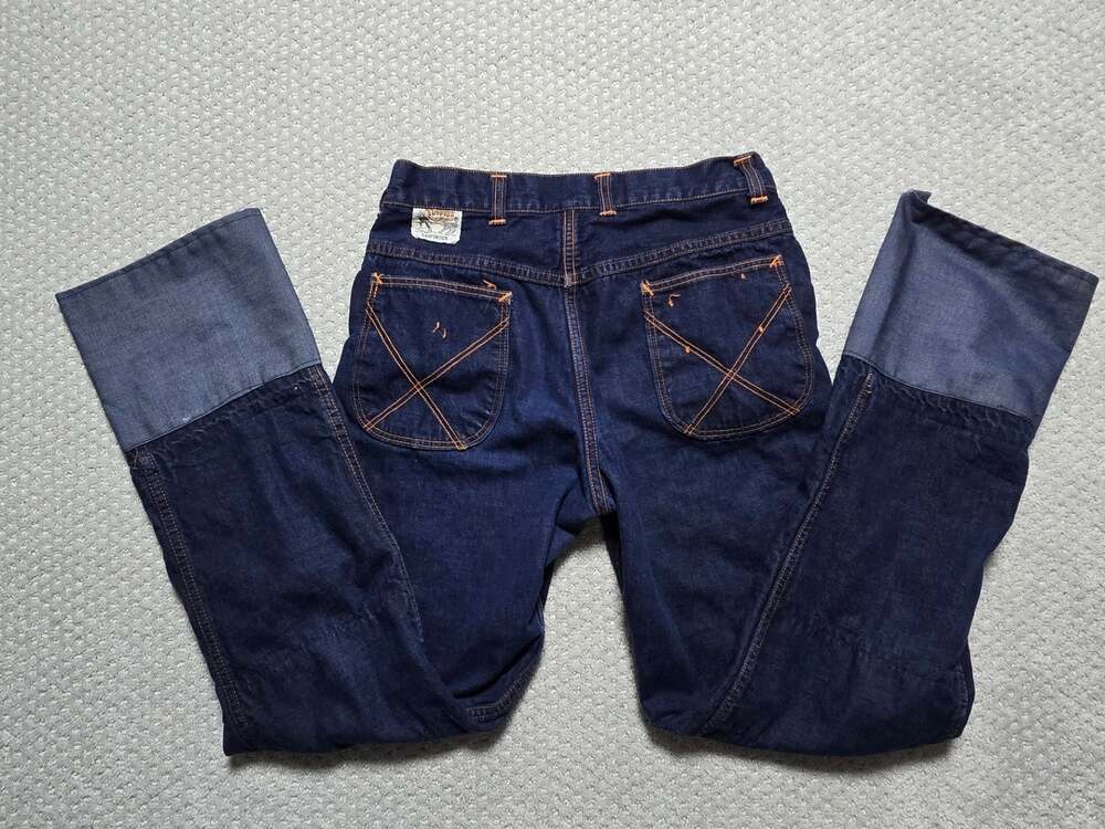 1950s Vintage Tuffies Out of the West Sanforized Dark Wash Denim Jeans w/ Cuffs